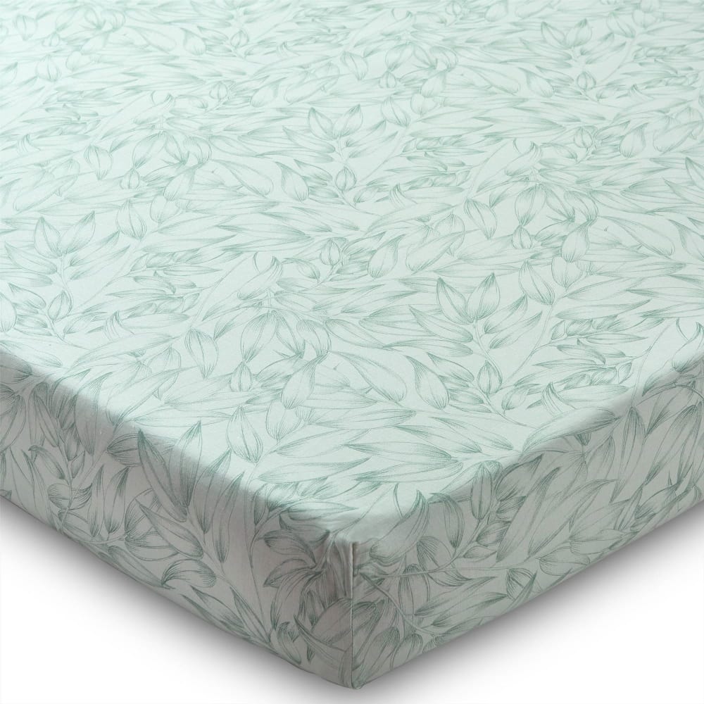 Drap-housse en coton vert 160x200x28cm