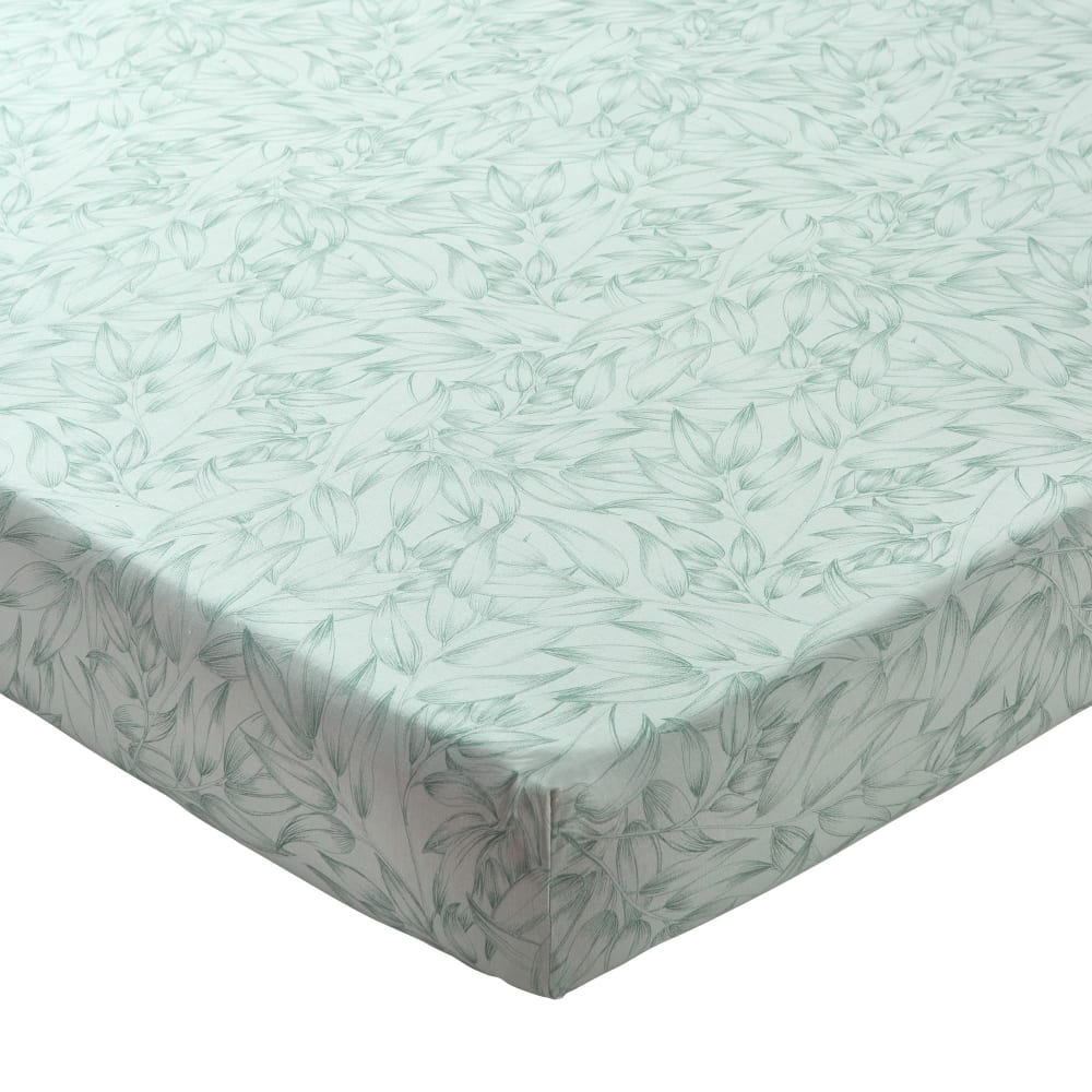 Drap-housse en coton vert 90x190x28cm