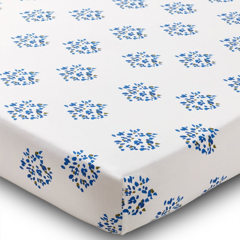 Drap-housse en coton bleu 140x190x28cm