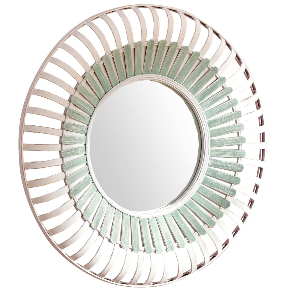 Miroir en bois vert d'eau