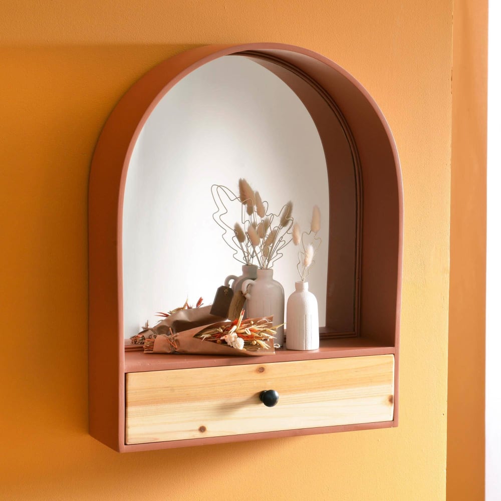 Étagère murale en bois orange terracotta