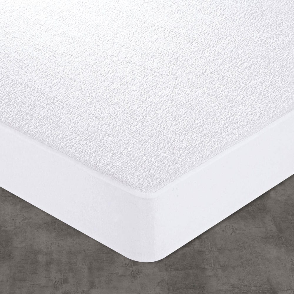 Protège matelas en polyester blanc écru 160x200cm