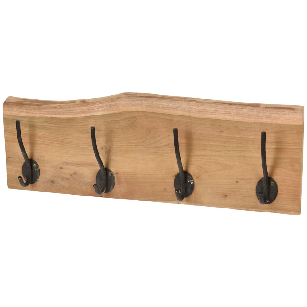 Portemanteau mural en teck 4 crochets 50x6x13cm