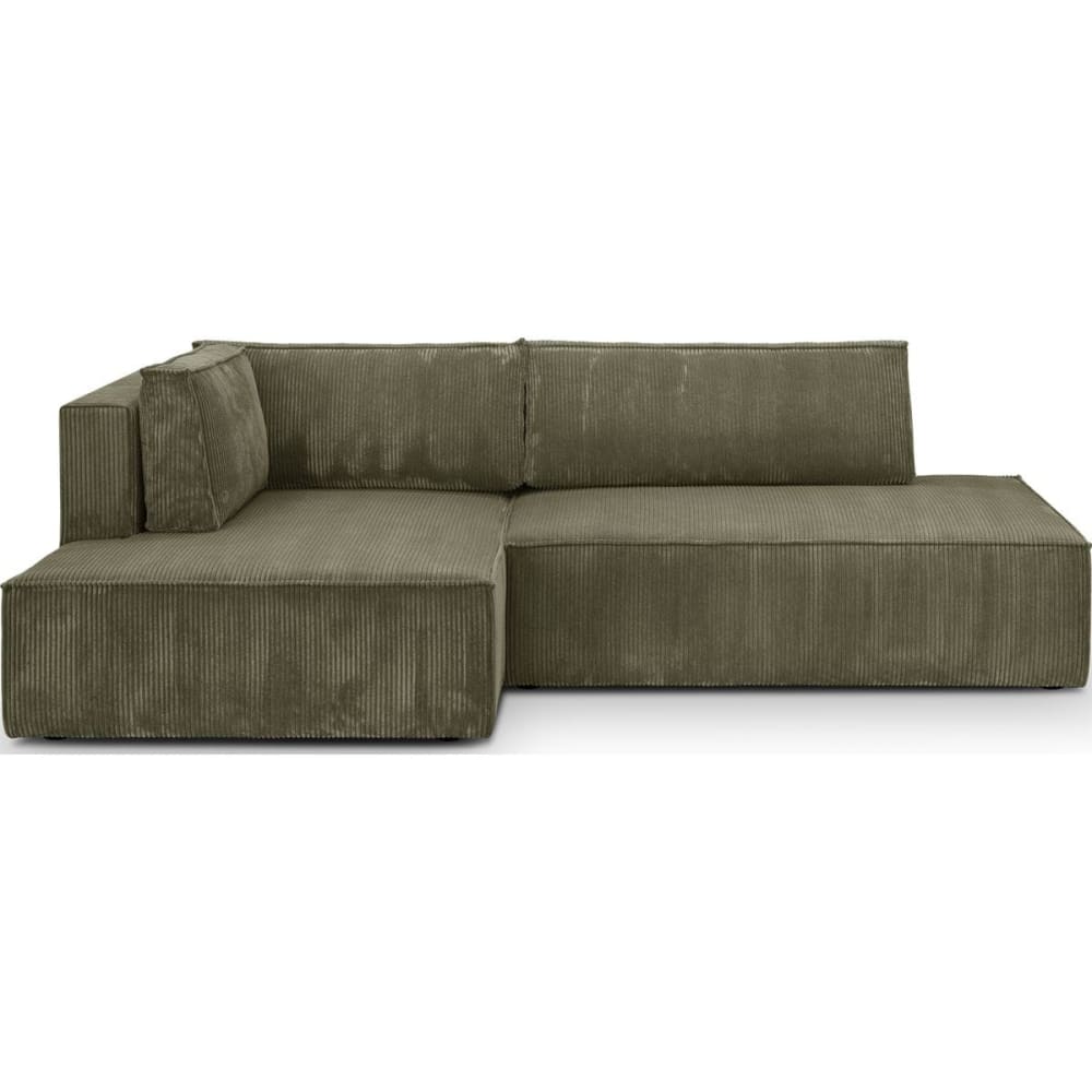 Canapé d'angle à gauche convertible 3 places en velours côtelé vert