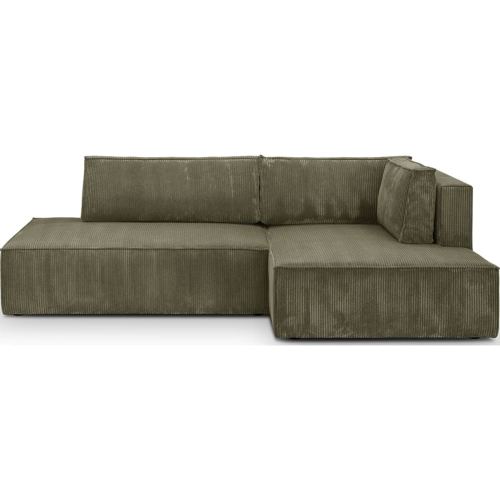 Canapé d'angle à droite convertible 3 places en velours côtelé vert