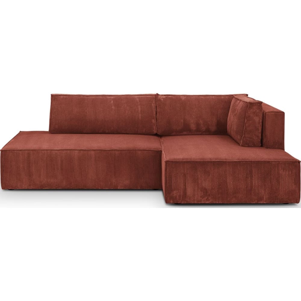 Canapé d'angle à droite convertible 3 places en velours côtelé rouille