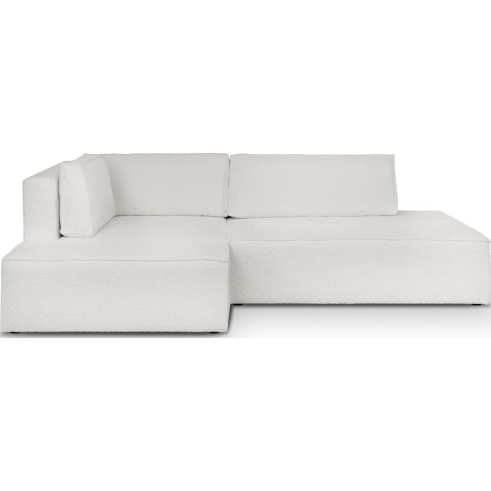 Canapé d'angle à gauche convertible 3 places en tissu bouclé écru