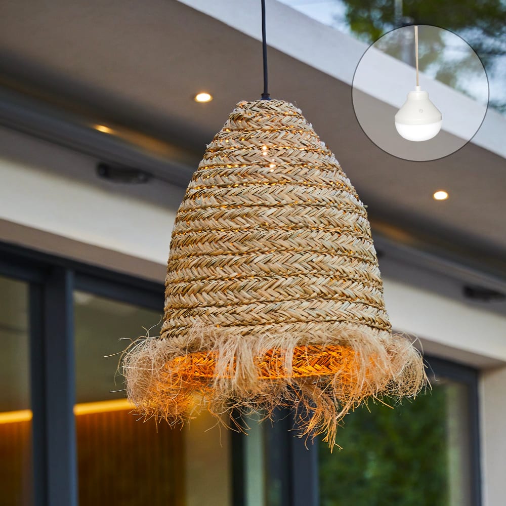 Sospensione senza fili beige h47cm - Beige - Giunco marittimo