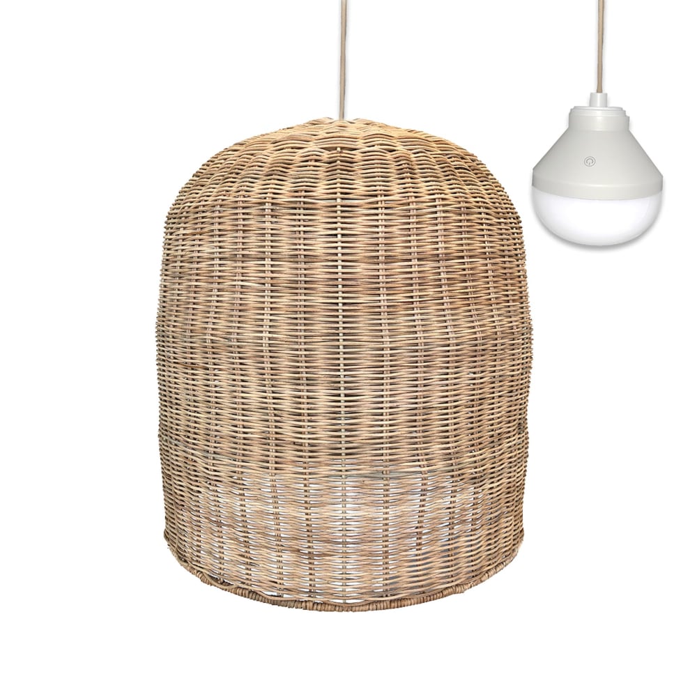 Suspension sans fil Rotin Beige h45cm