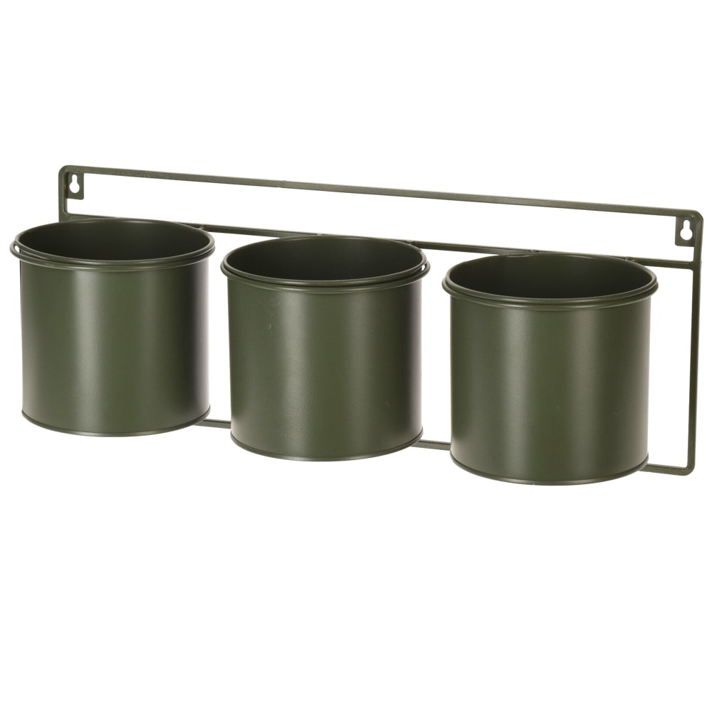 Support pots plantes mural en métal vert 3 pots — Beyit