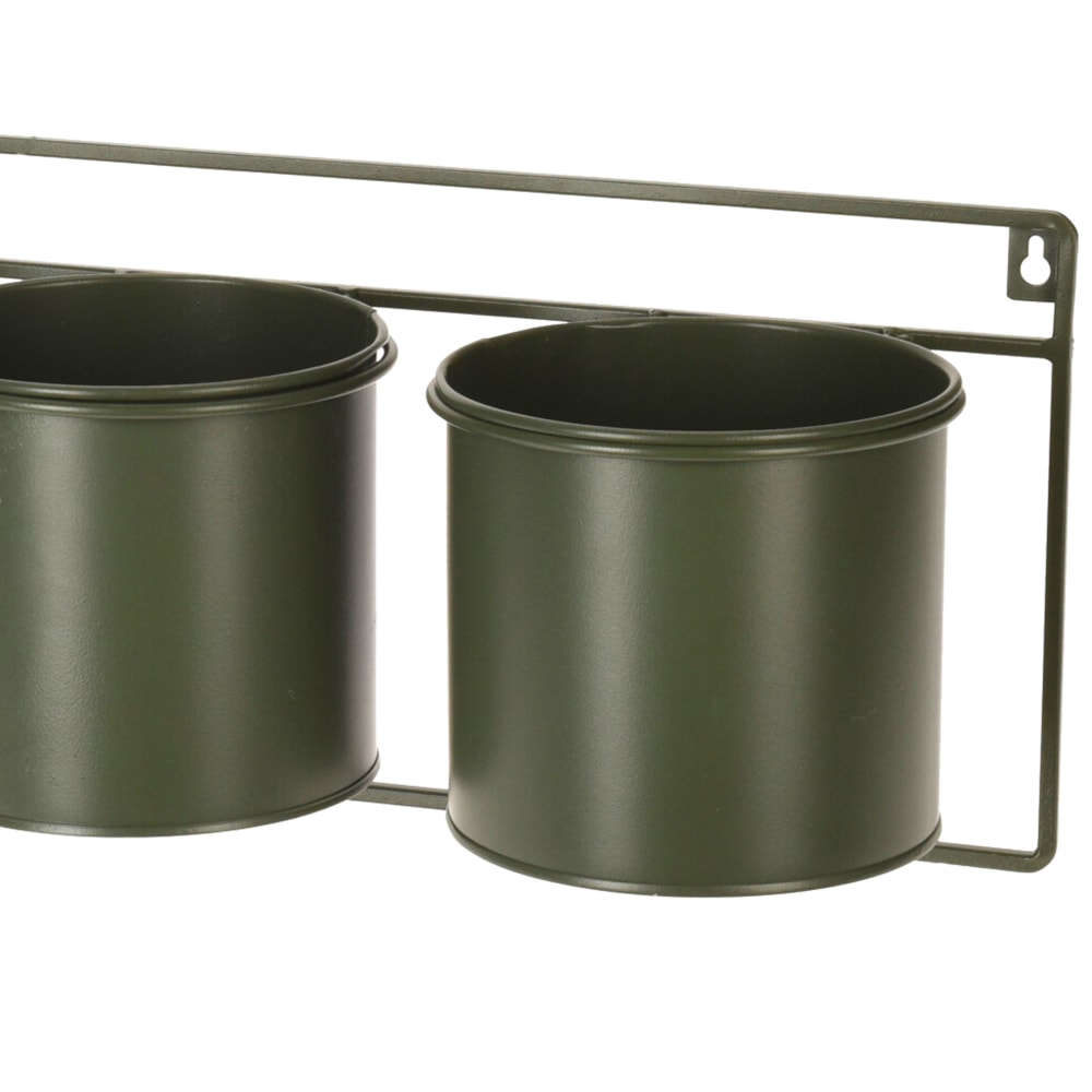 Support pots plantes mural en métal vert 3 pots - Maisons du Monde