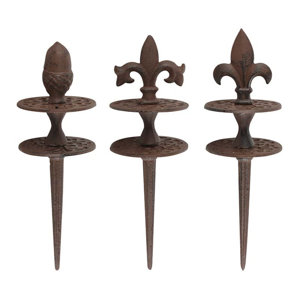 Esschert Design Lot 3 guides tuyaux fonte 29 cm marron