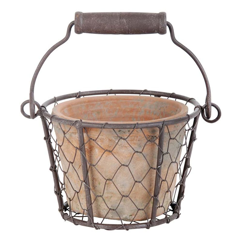 Porte-pot métal terre cuite terracotta Porte-pot métal terre cuite terracotta