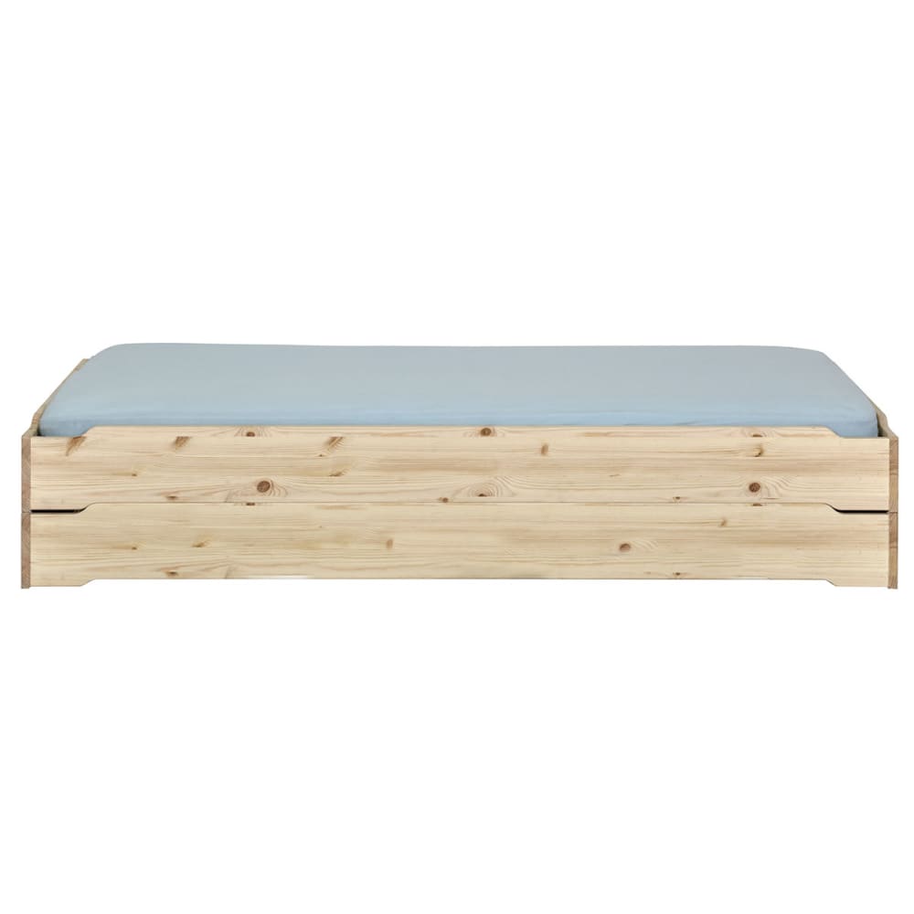 Pack 2 lits empilables et 2 matelas bois massif 90x190 cm