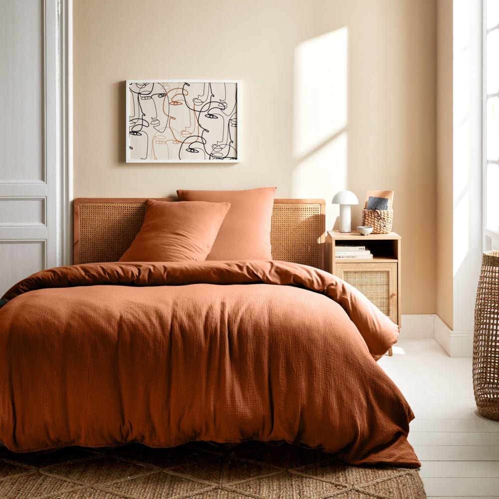 Parure de lit gaze de coton terracotta 260x240cm — vue 3