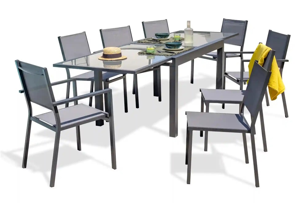 Ensemble repas en aluminium et plateau verre - Maisons du Monde