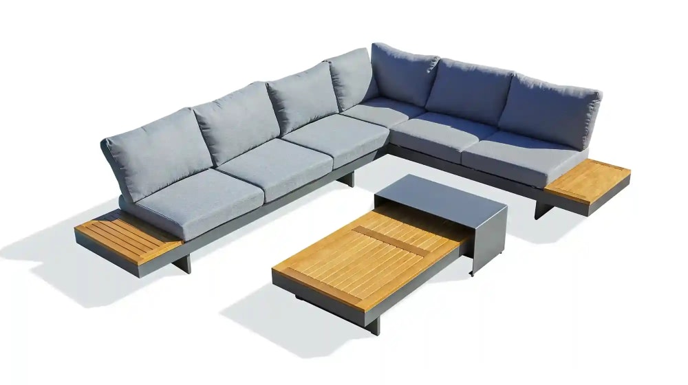 Salon de jardin d'angle en bois d'acaciaacacia et alu - Maisons du Monde