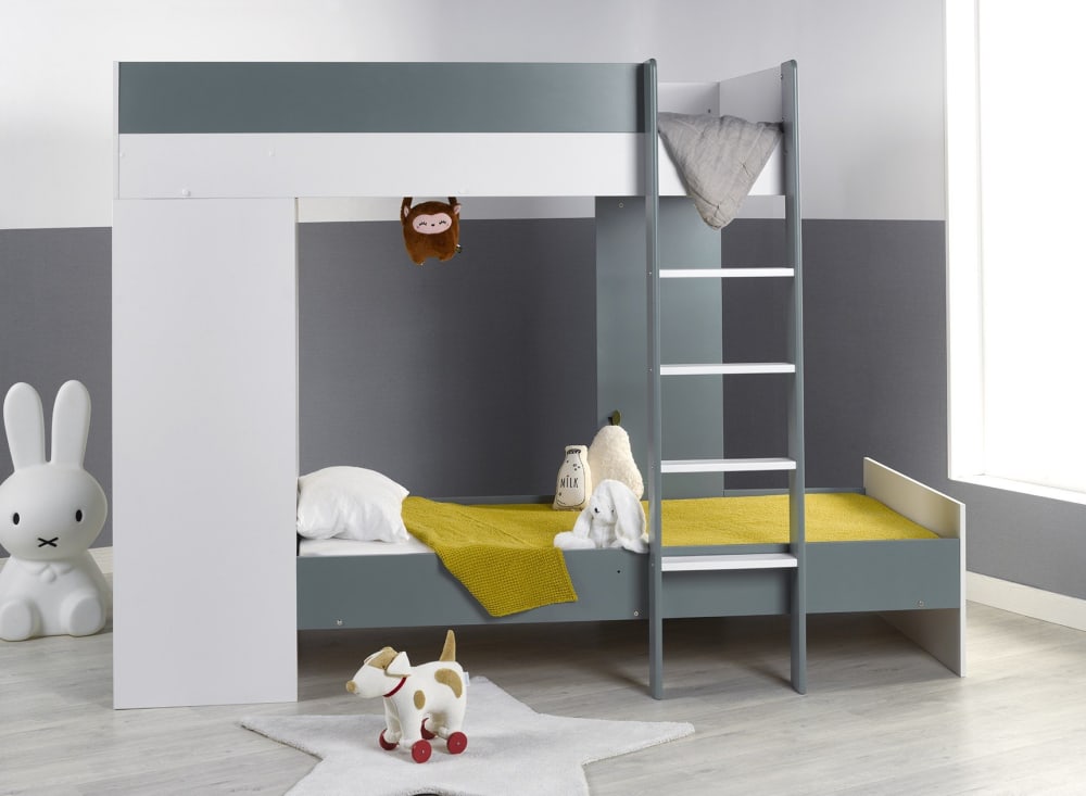 Lit superposé avec armoire 90x190 Blanc Et Vert - Maisons du Monde
