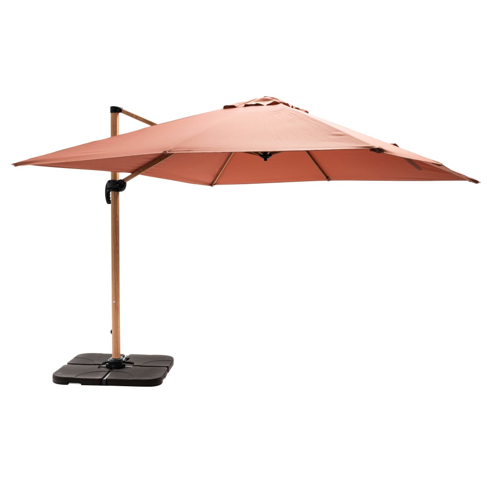 Parasol déporté 3x3m et 4 dalles à remplir effet bois argile - Maisons du Monde