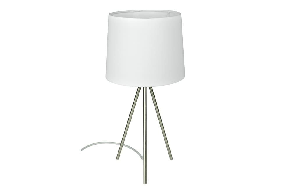 Lampada da tavolo con treppiede in metallo argentata - Modello Contemporaneo - Metallo