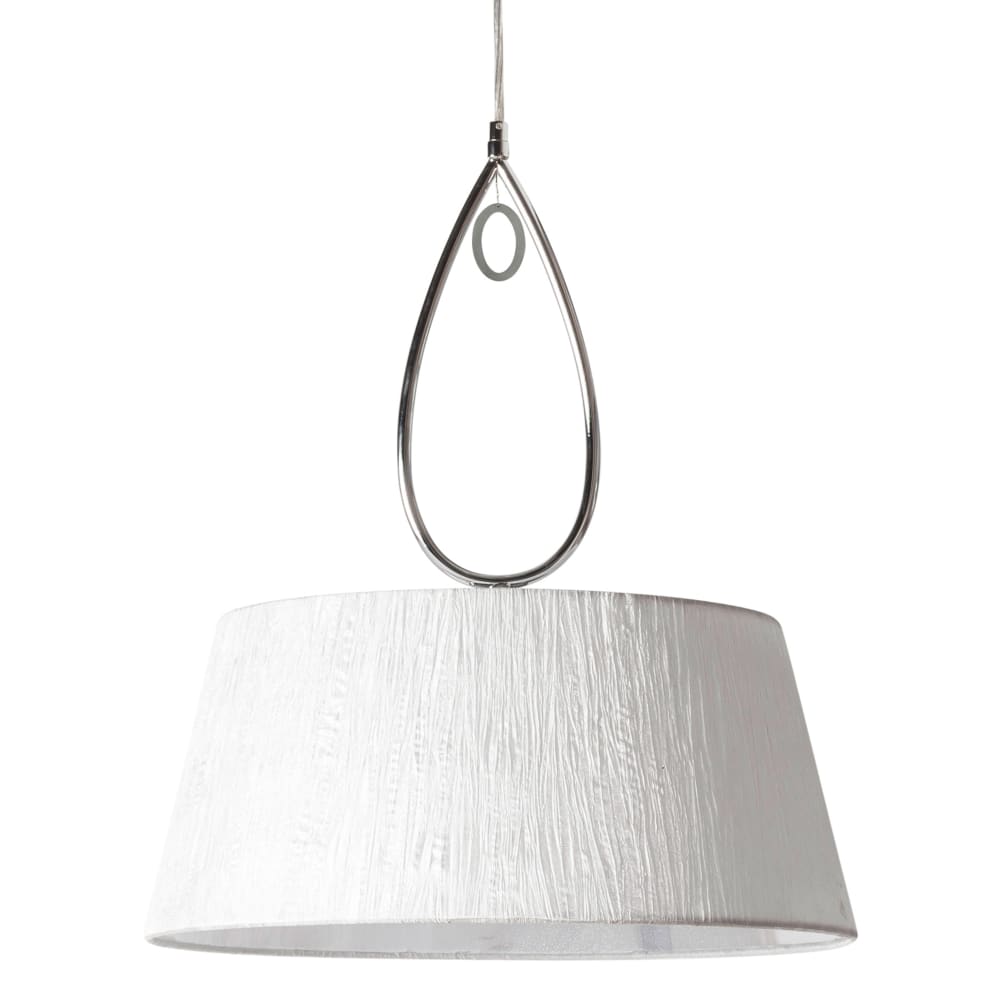 Suspension 1 lumière avec abat-jour en tissu blanc et structure chrome — vue 4