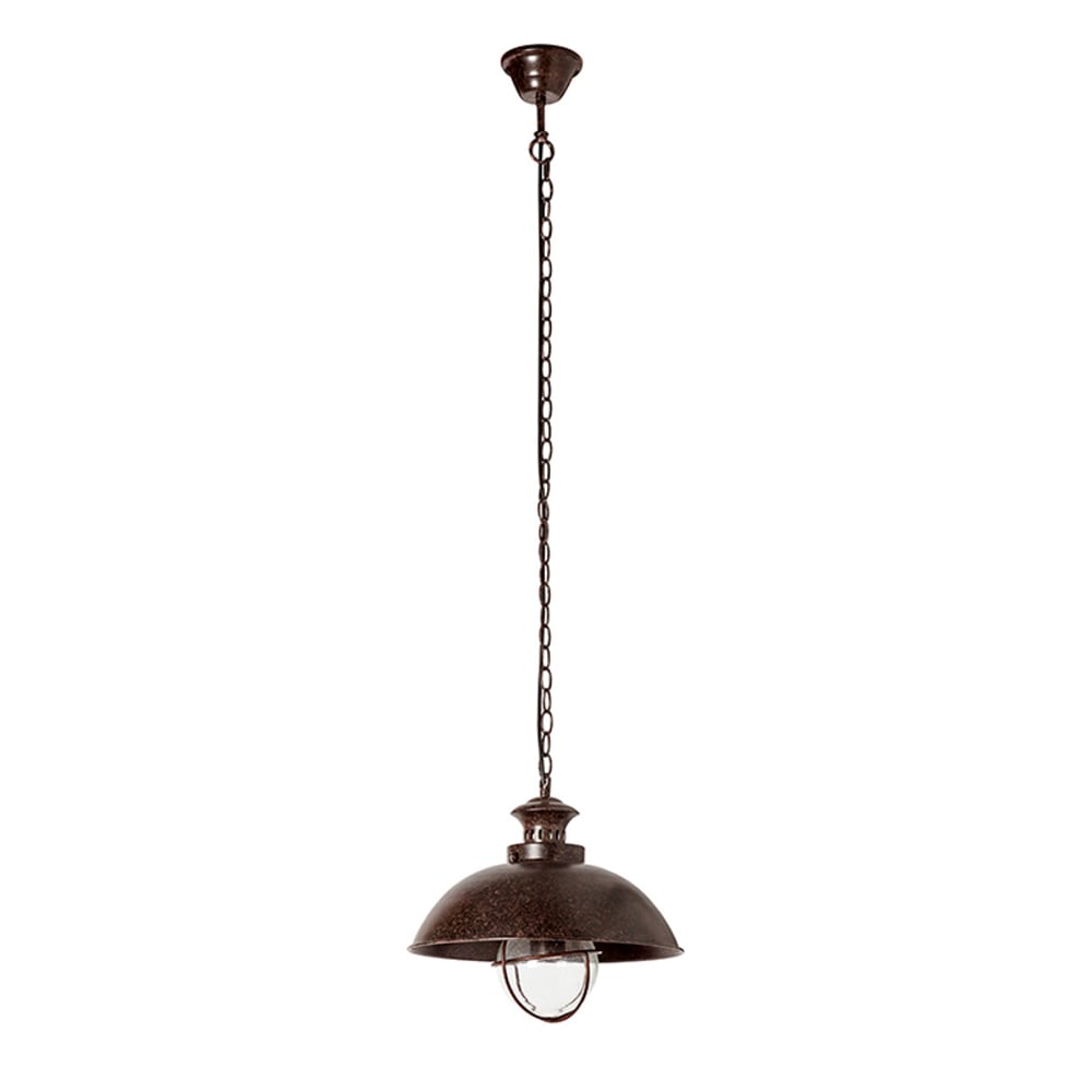 Suspension industrielle marron oxydé détail verre e27