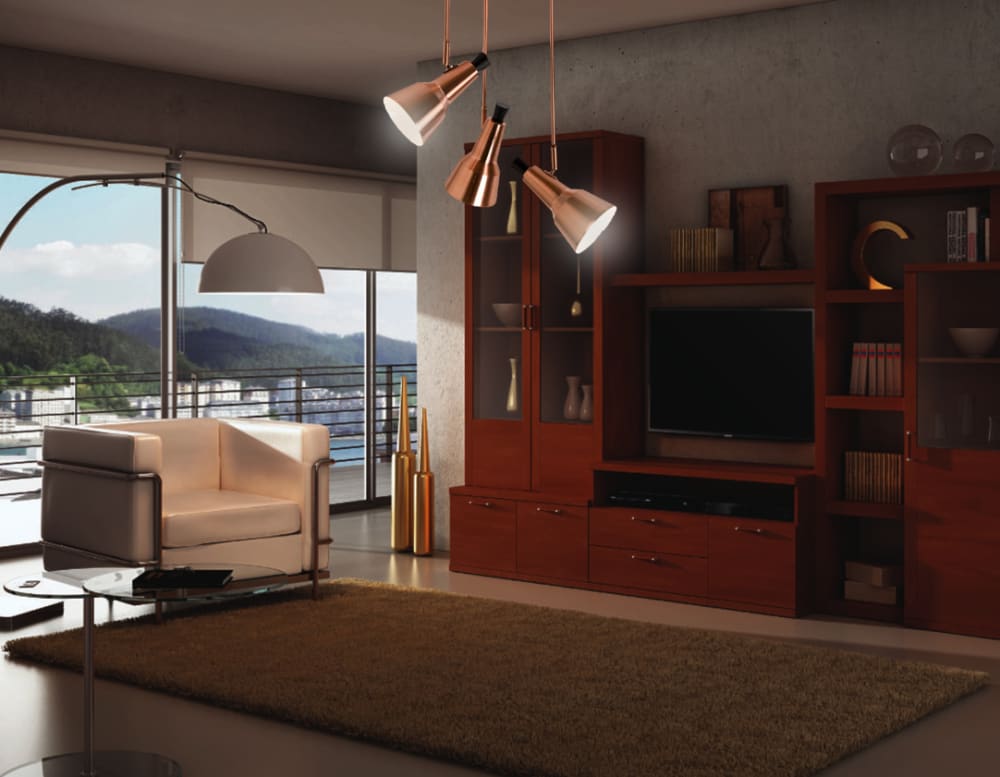 Lámpara colgante de tres luces de metal y madera - Maisons du Monde