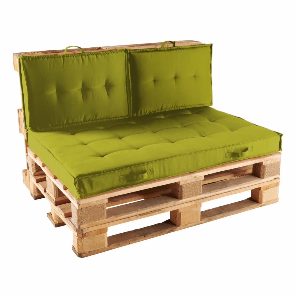 Pack salon de jardin palettes et cousinage vert kaki
