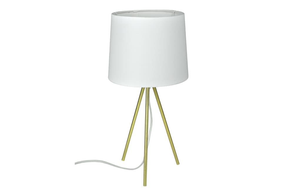 Lampada da tavolo con treppiede in metallo dorata - Modello Contemporaneo - Metallo