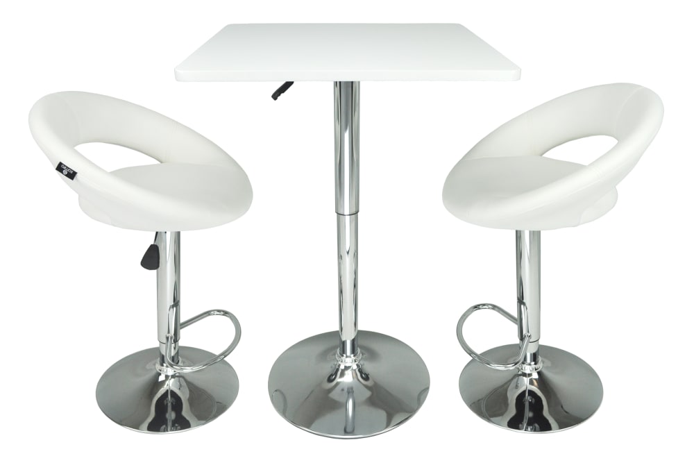 Tavolo da bar regolabile in altezza quadrato 60×60 in mdf bianco