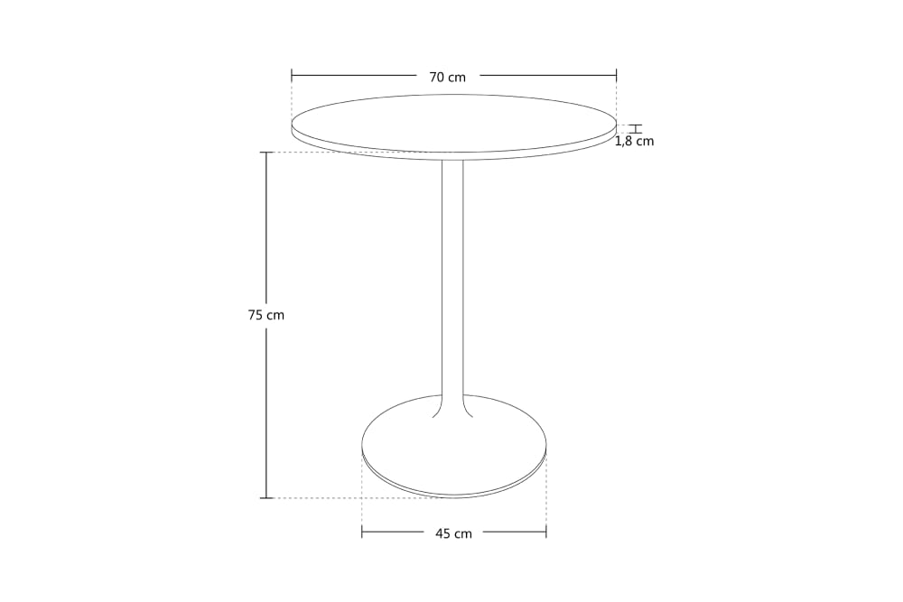 Tavolo da bar rotondo 70 cm in mdf nero - Samira Italia