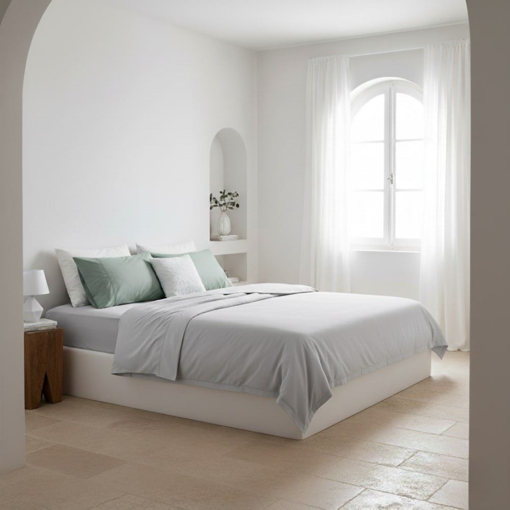 Juego de sábanas ecológicas gris algodón 100% orgánico 200x190/200 cm - Maisons du Monde