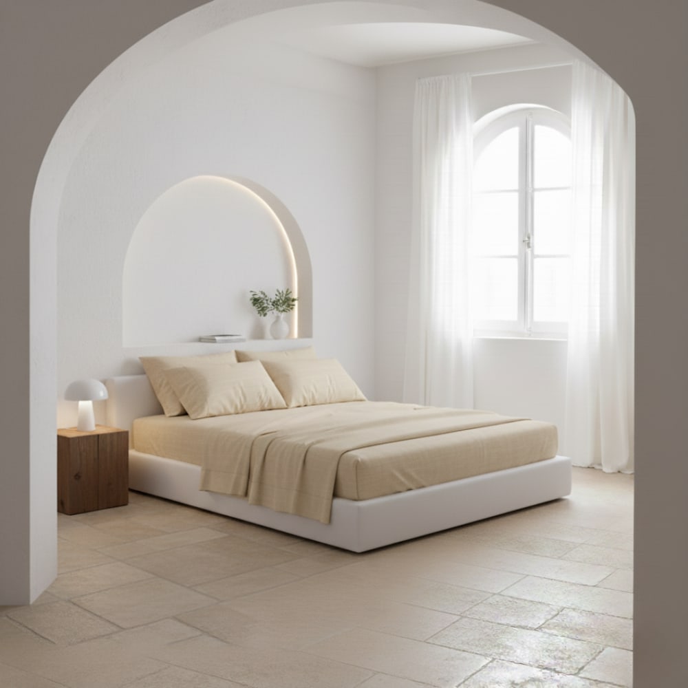 Juego de sábanas ecológicas beige algodón 100% orgánico 90x190/200 cm - Maisons du Monde