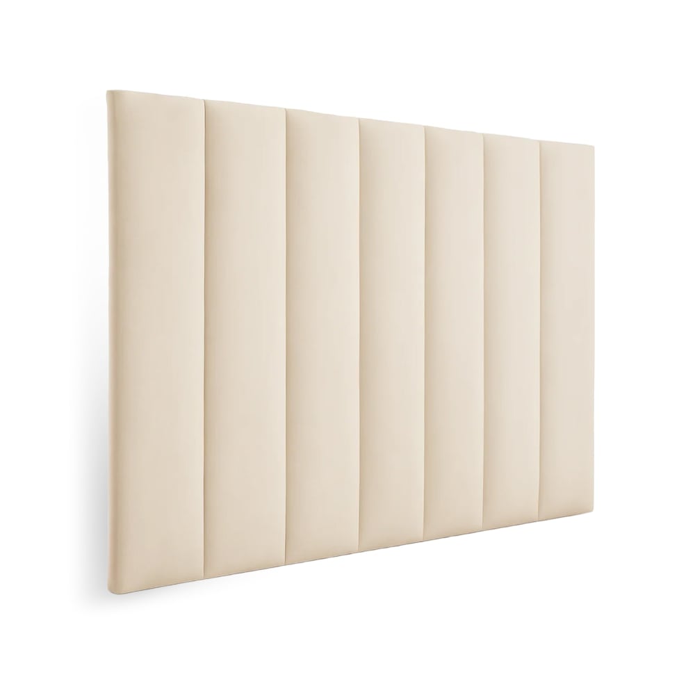 Cabecero tapizado de líneas verticales beige, cama 140 cm, 150x120 cm