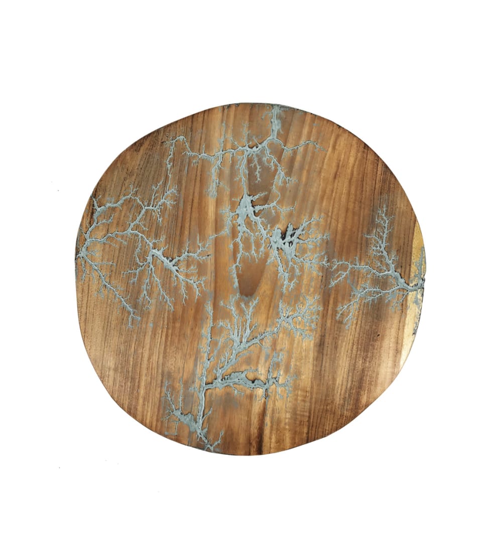 Tableau mural en bois marron et gris, Ø 50 cm