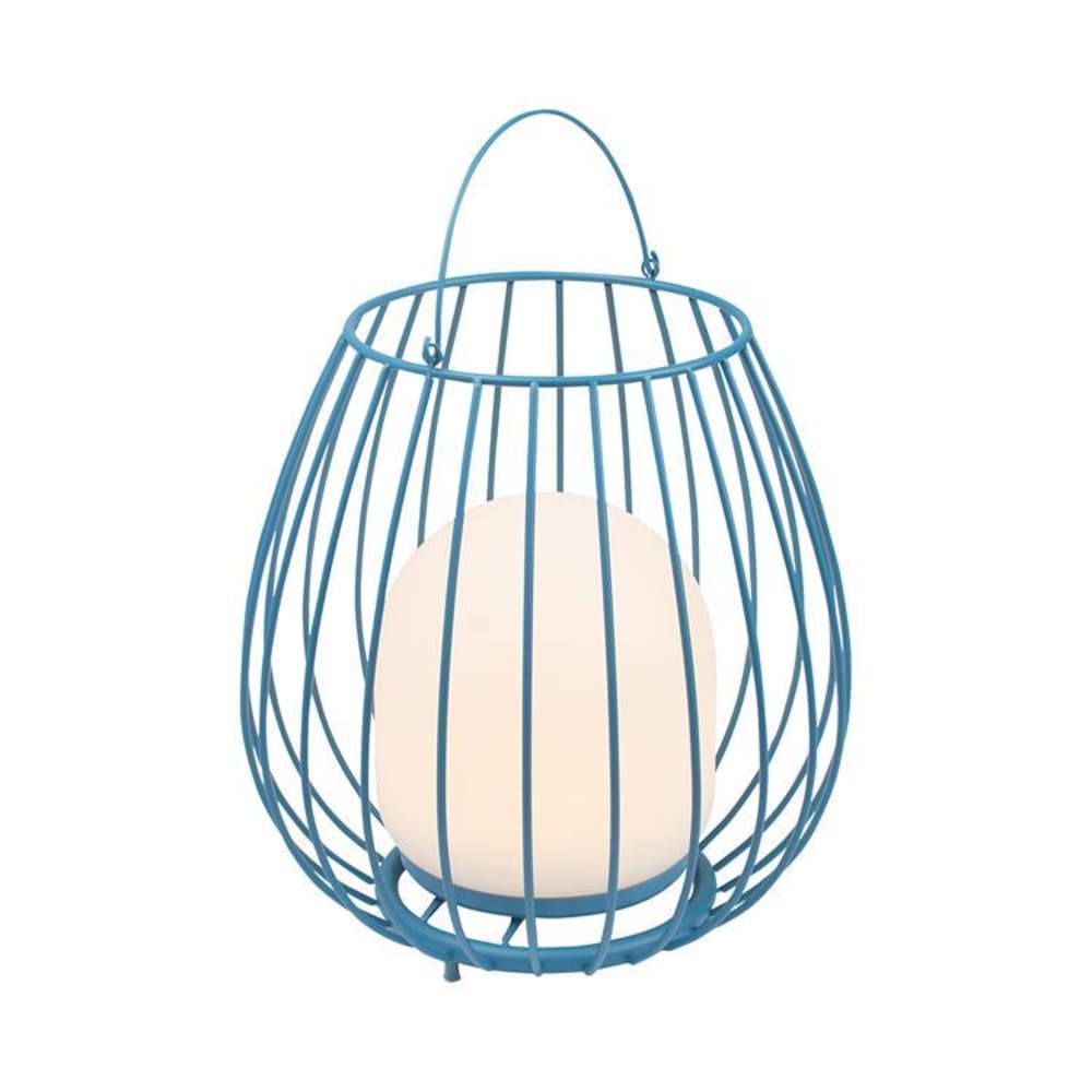 Lámpara portátil led con batería recargable y rejillas de metal azul
