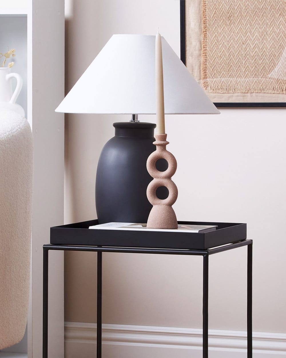 Kerzenständer aus Keramik 23cm, beige - Maisons Du Monde