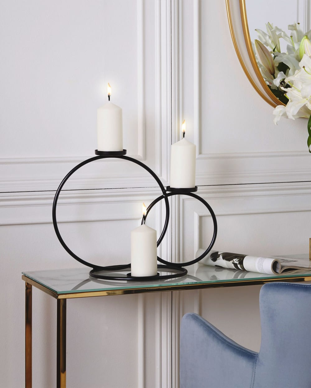 Bougeoir 33 cm métal noir — vue 3