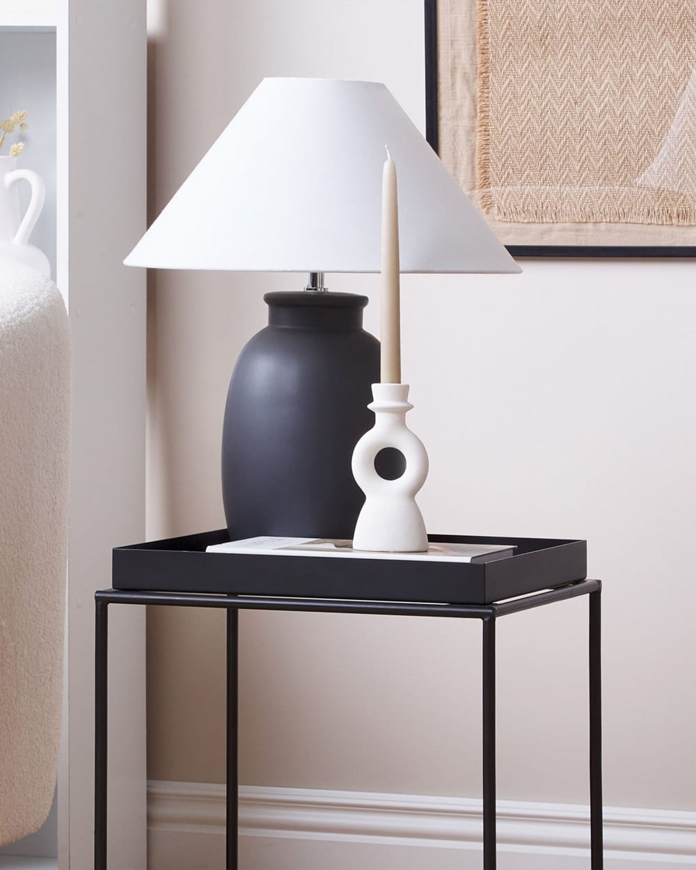 Kerzenständer aus Keramik 17cm, weiß - Maisons Du Monde