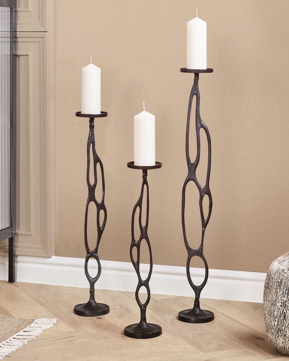 Kerzenständer aus Metall 54 68 84cm, schwarz - Maisons Du Monde