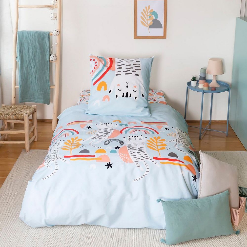 HOUSSE DE REVE Housse de couette 140x200 + 1 taie d'oreiller 63x63 coton catchi
