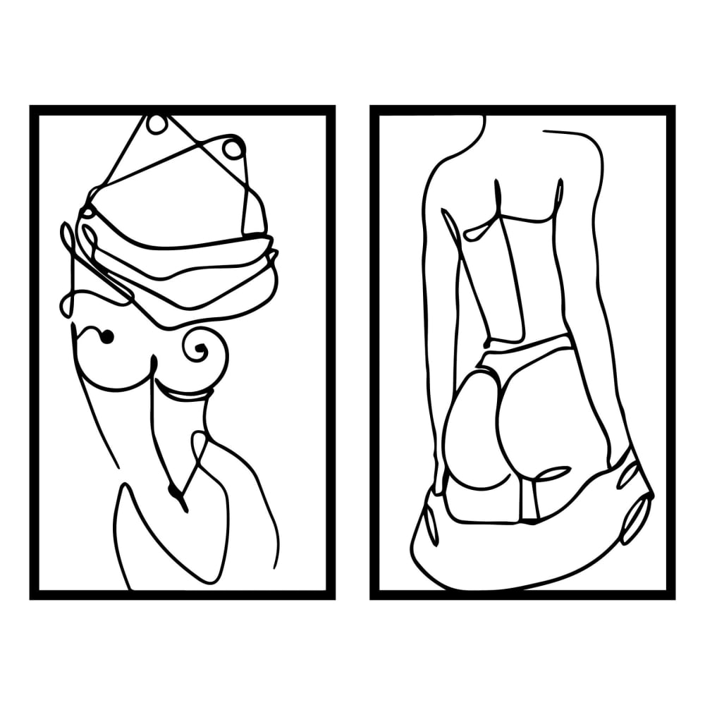 Décoration murale minimaliste femme nue en métal noir 90x68 cm