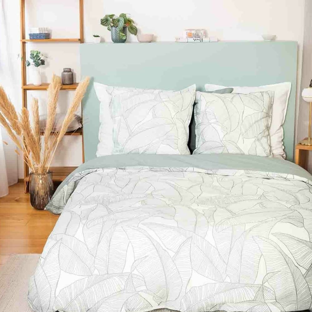 Parure housse de couette coton imprimée + 2 taies 240x220 cm