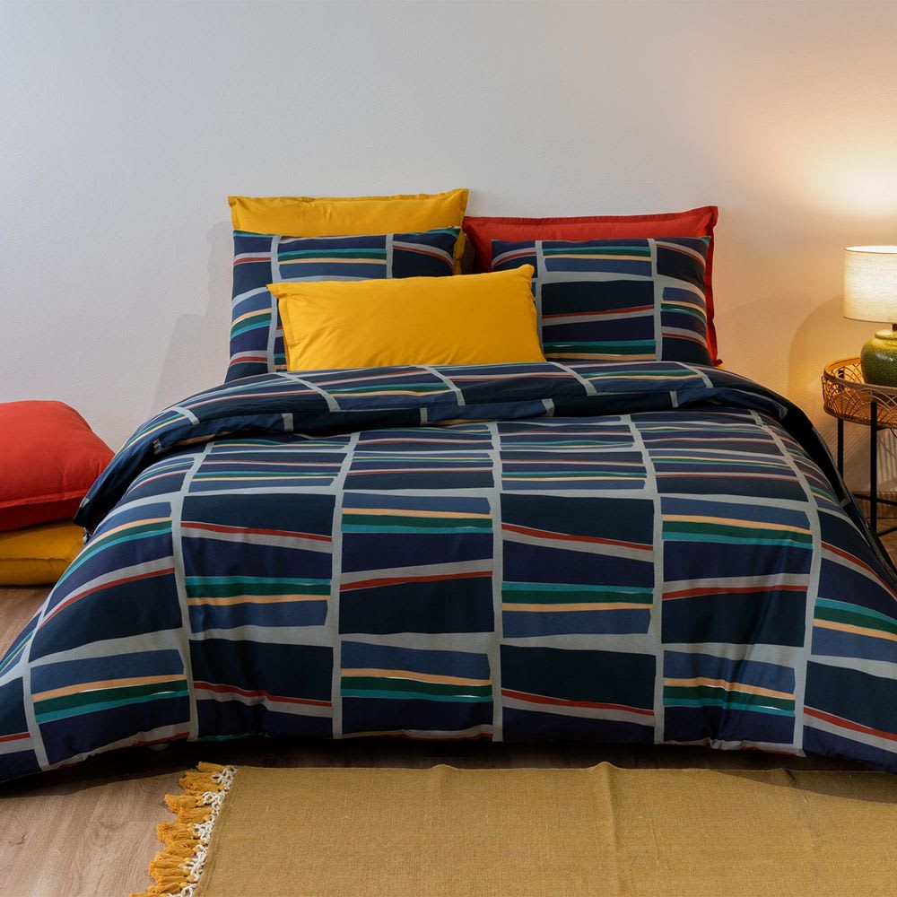 Parure de lit 2 places coton à motifs 240x260 cm