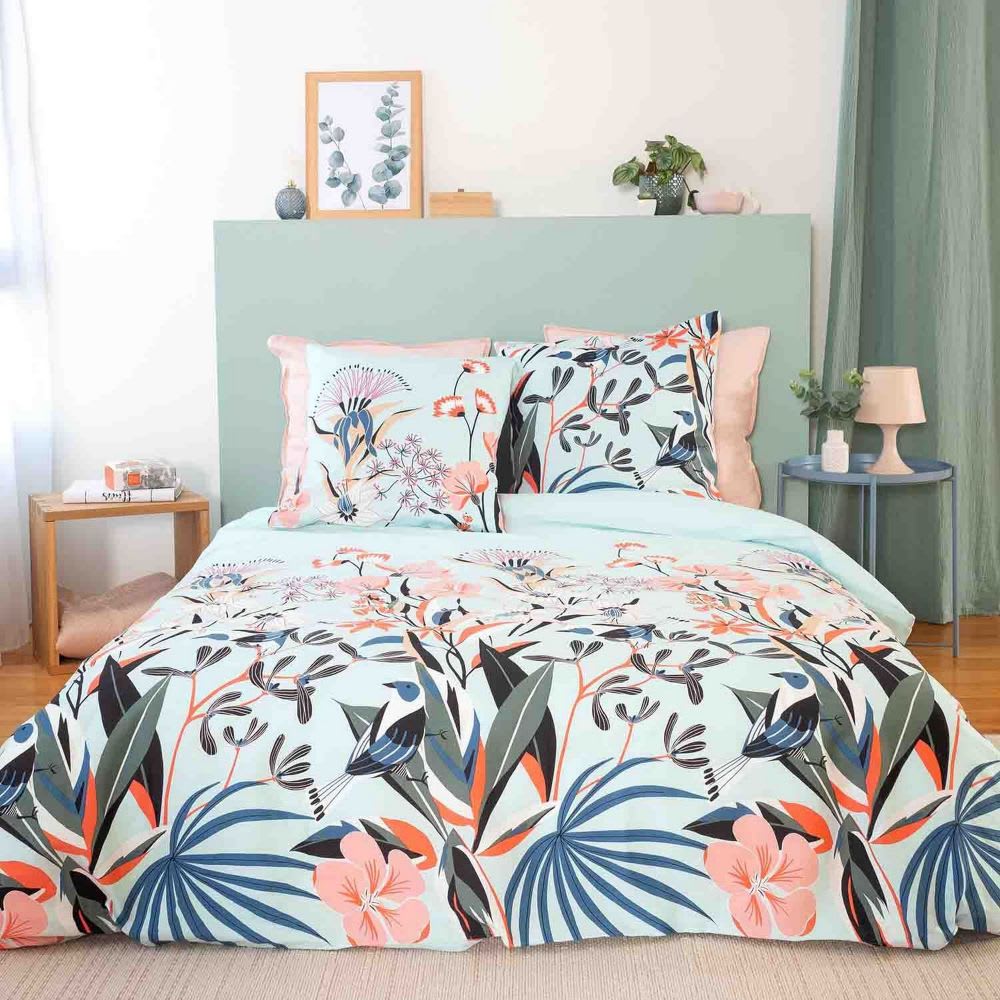 Parure de lit 2 places satin de coton bio à motifs 220x240 cm