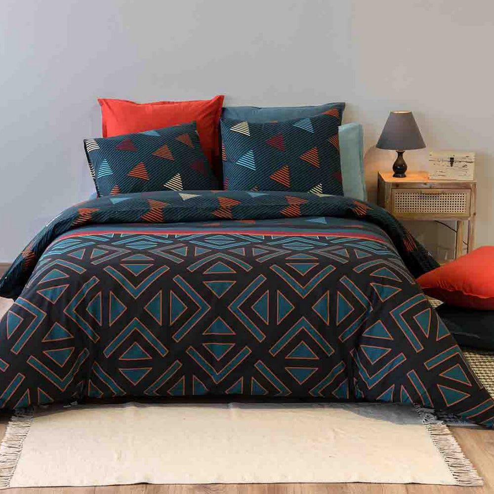 Parure de lit 2 places coton à motifs 220x240 cm