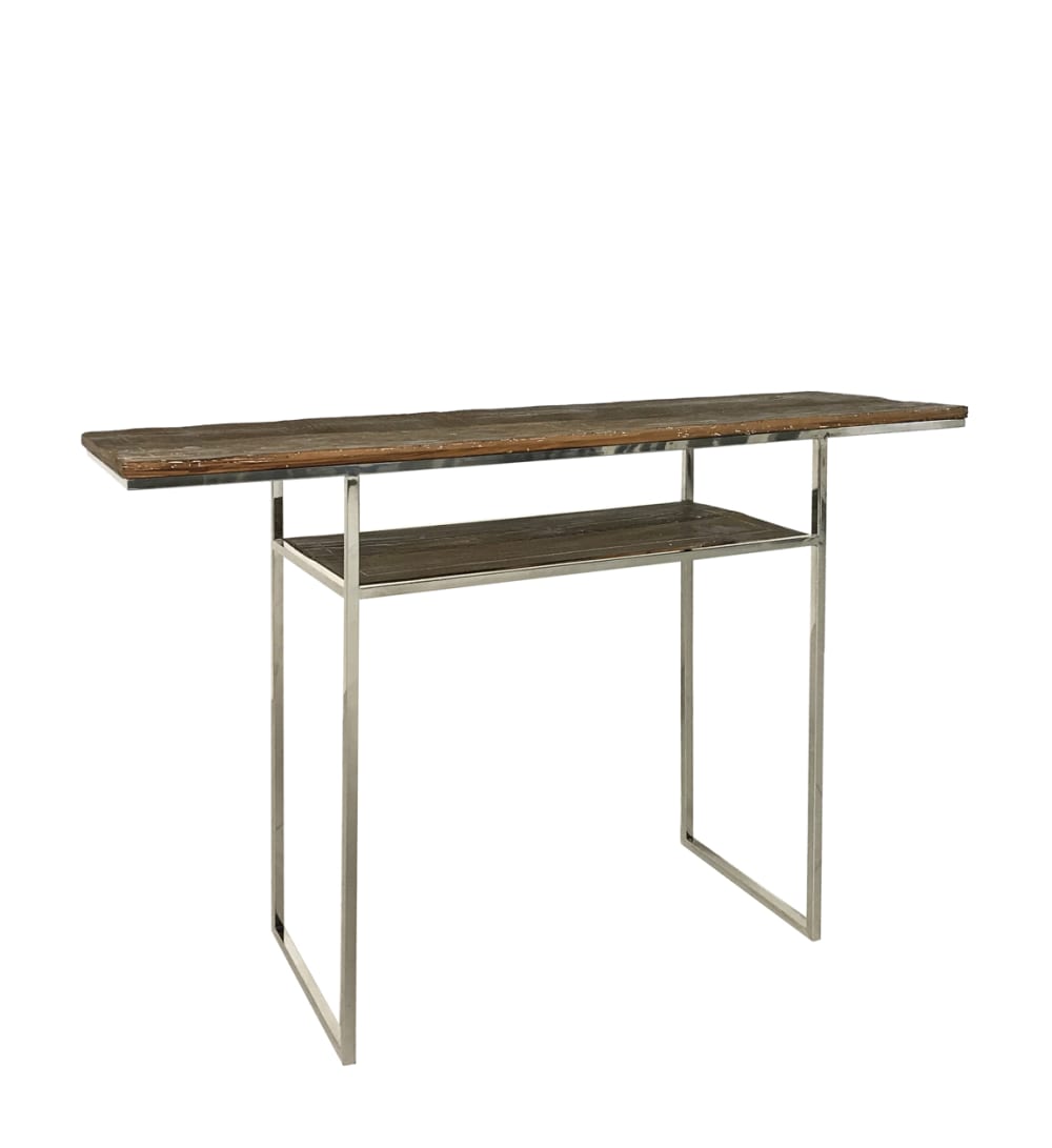 MOYCOR Konsole aus Holz und Edelstahl, L 120 cm, zweifarbig style industrial Braun Holz