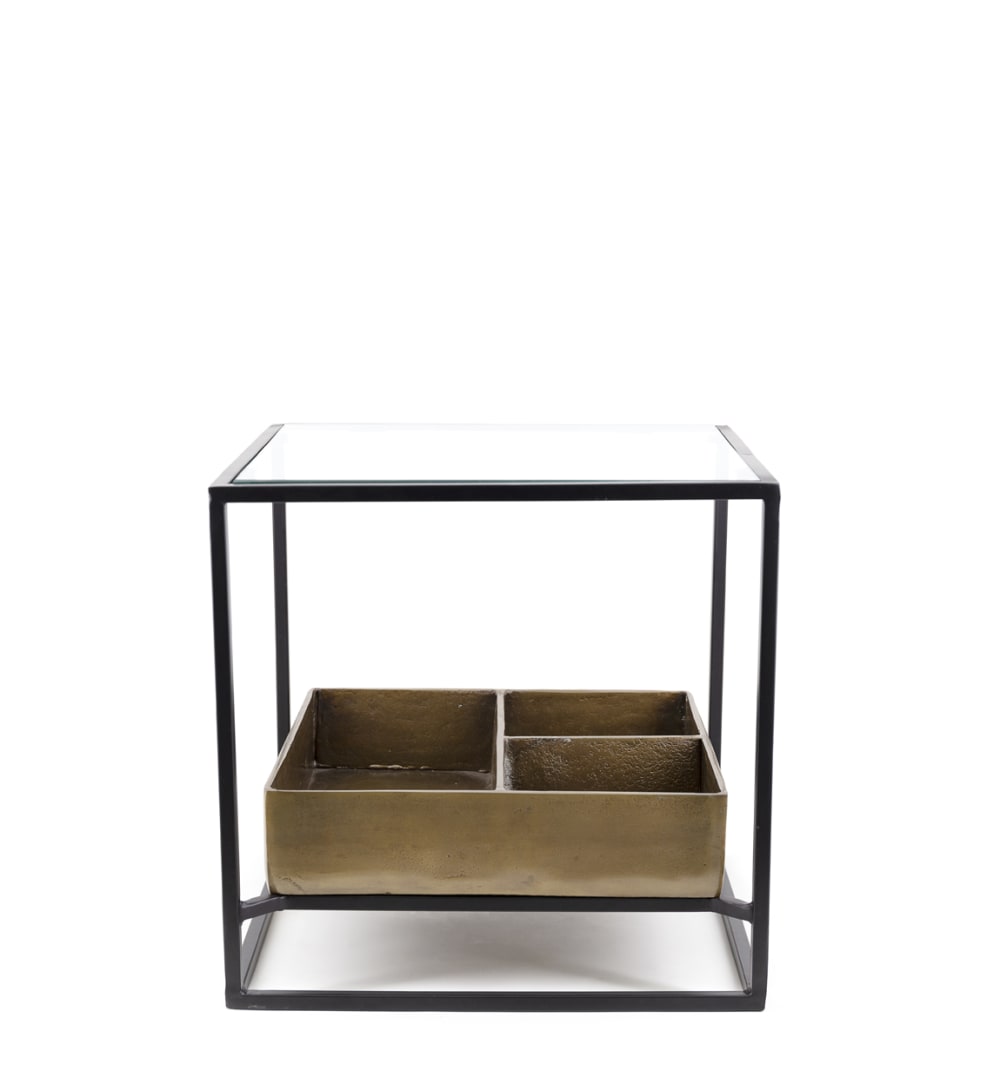 Mesa de centro de aluminio y cristal anch. 42 cm - Maisons du Monde