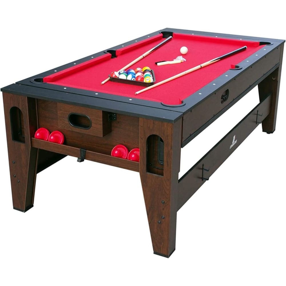 Cougar Billard & Airhockey Tisch 6ft in Braun / Rot - inkl. Zubehör style modern SCHWARZ HOLZ Kinder