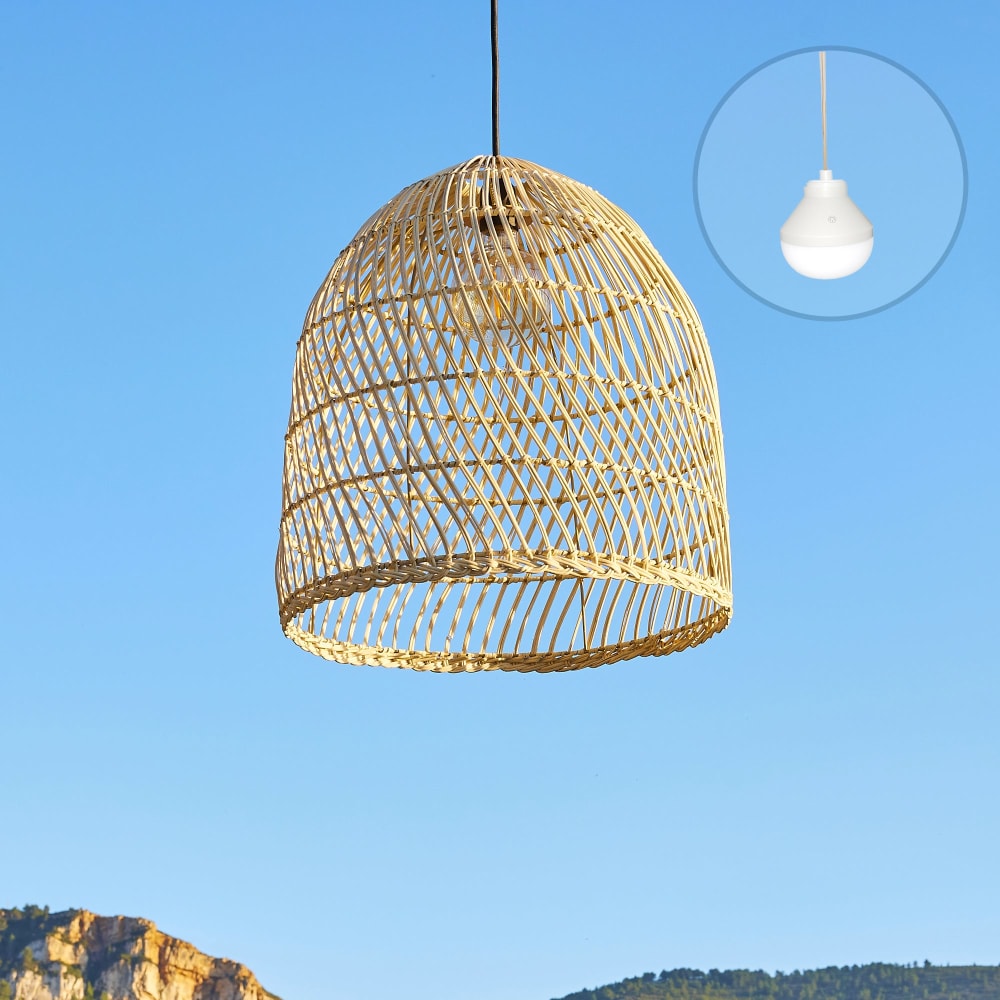 Suspension sans fil Rotin Beige d40cm